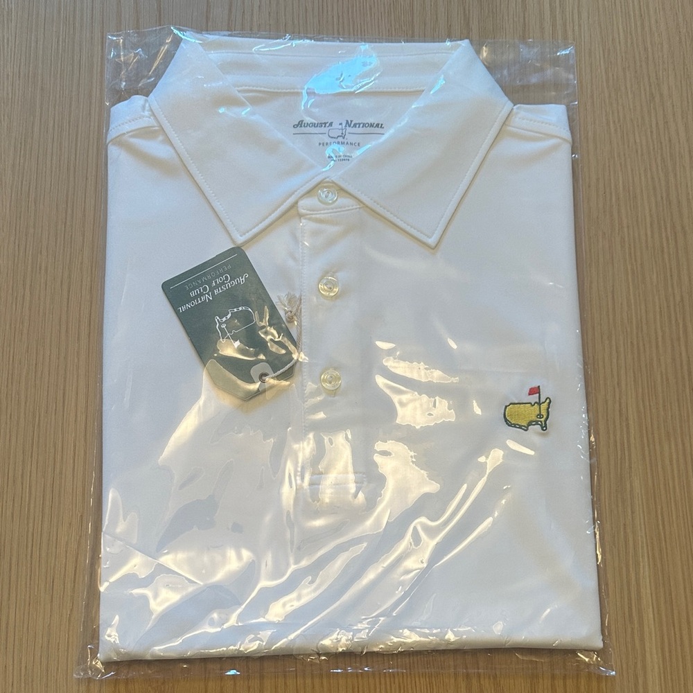 NWT Augusta National Golf Club White Golf Polo Shirt (sz: L)